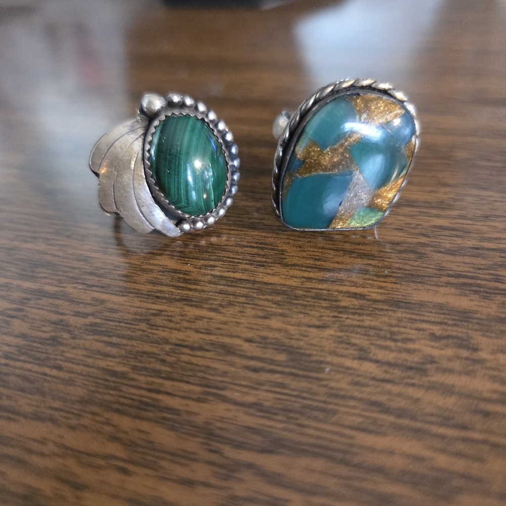 Silver Green Rings